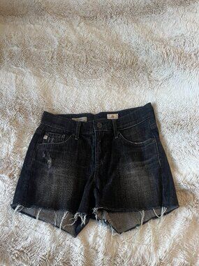 AG Adriano Goldschmied The Bonnie Relaxed Denim Shorts Black Wash size 25